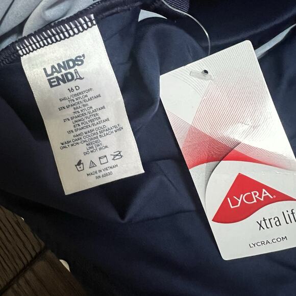 Lands' End Navy Blue Polka Dot Tankini Swim Tank Top Plus 16D NWT - Picture 7 of 10